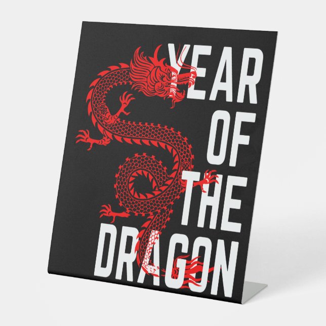 Signe De Table Année du Dragon rouge blanc (Recto)