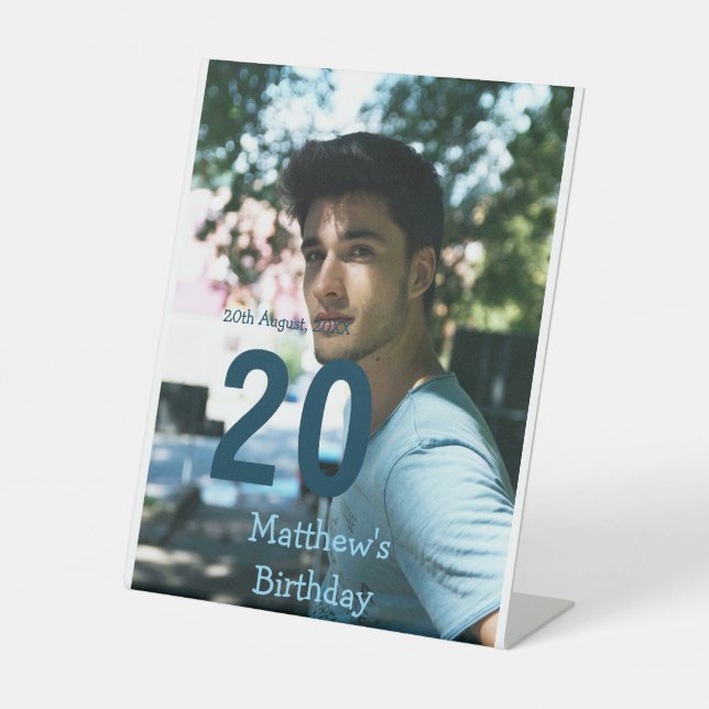 Signe De Table anniversaire 20 ans ajouter nom photo date homme b (Recto)