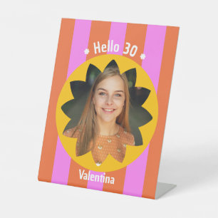 Signe De Table anniversaire 30 ans photo colorée rose jaune tenda