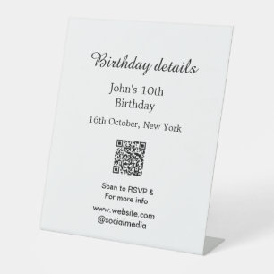 Signe De Table Anniversaire détails 10e anniversaire balayage QR