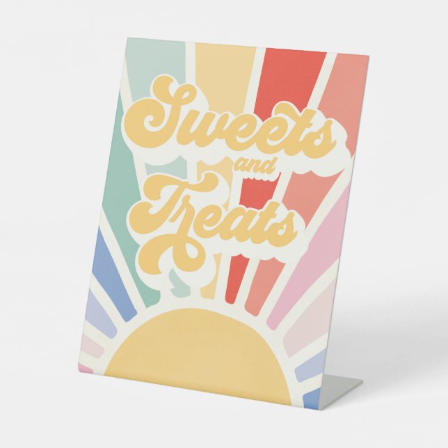 Signe De Table Anniversaire Soleil Muted Rainbow Sweets Et Traite (Recto)