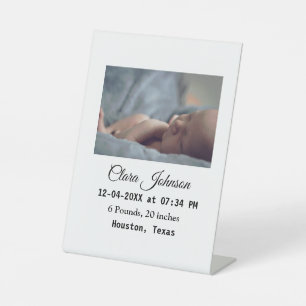 Signe De Table Annonces de naissance ajouter la date photo heure