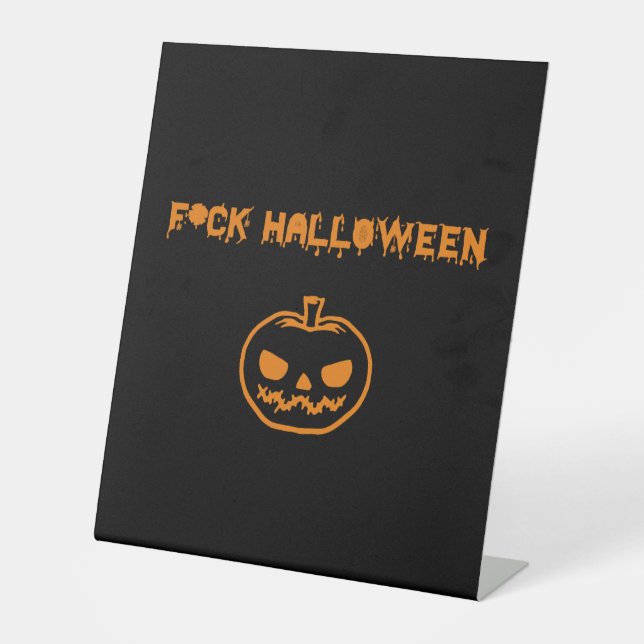 Signe De Table Anti Halloween citrouille jack-o' lantern (Recto)