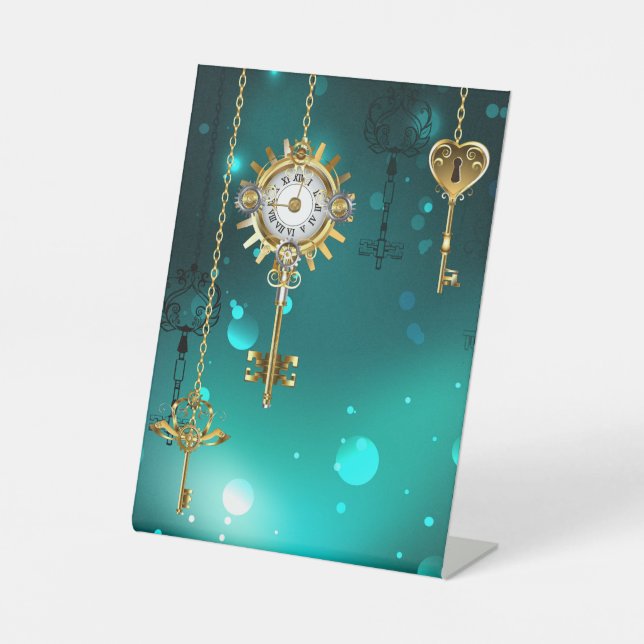 Signe De Table Antique Skeleton Keys on Green Background (Recto)