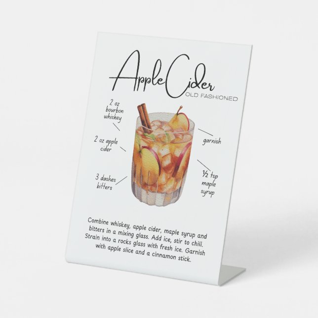 Signe De Table Apple Cider Old-Fashioned Cocktail Pedestal Sign (Recto)