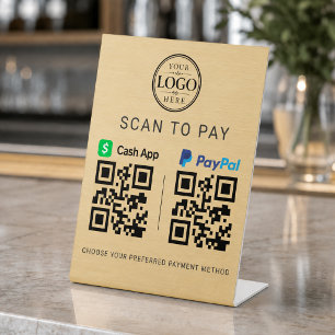 Signe De Table Application de paiement Gold Cash PayPal Scan to P