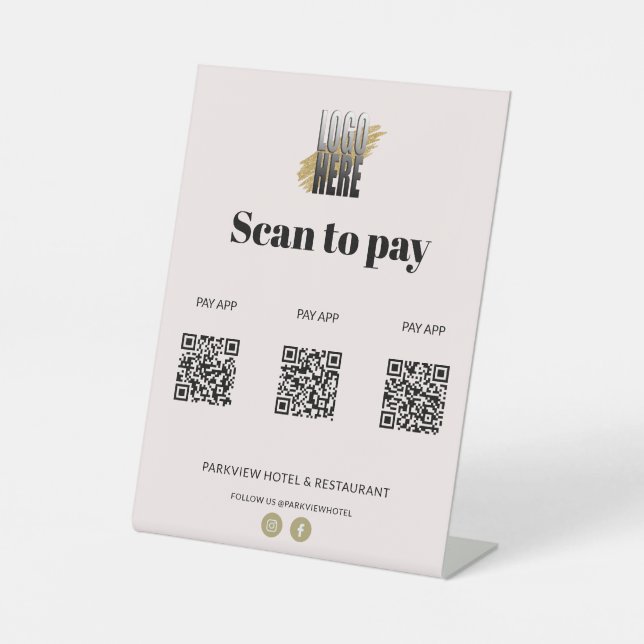 Signe De Table Applications de paiement par numérisation d'entrep (Recto)
