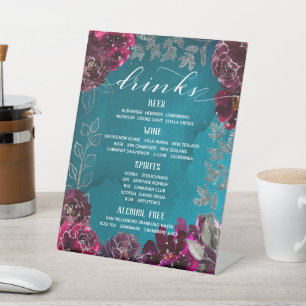 Signe De Table Aqua Turquoise Merlot Jewel Tone Mariage Grand Bar