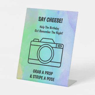 Signe De Table Aquarelle Bain Bombe Selfie Anniversaire