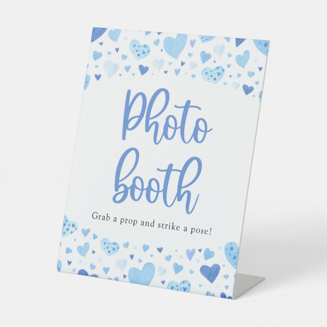 Signe De Table Aquarelle Bleu Coeurs Saint Valentin Symbole du st (Recto)