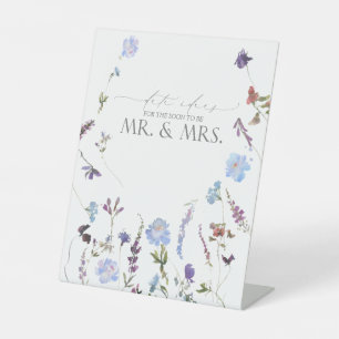 Signe De Table Aquarelle bleu Dusty Fleur sauvage Date Idées
