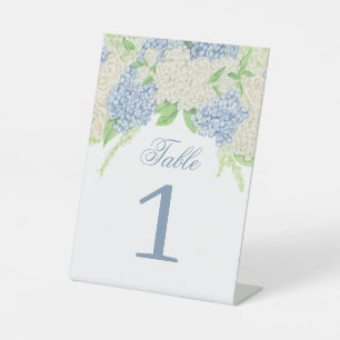 Signe De Table Aquarelle bleu et blanc Mariage Hydrangea