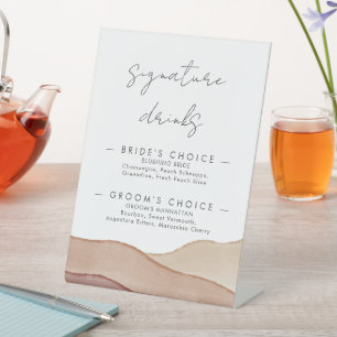 Signe De Table Aquarelle Boho Abstraite   Boissons de signature