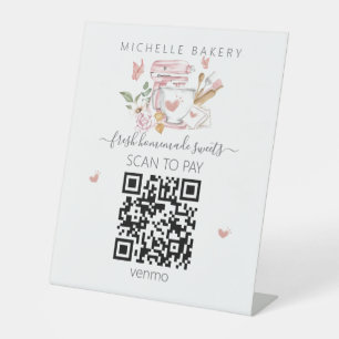 Signe De Table Aquarelle Boulangerie mélangeur stand QR CODE Paie