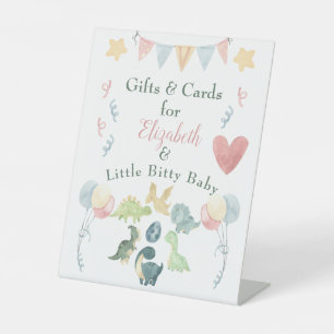 Signe De Table Aquarelle Cute Dinosaur Baby shower rose