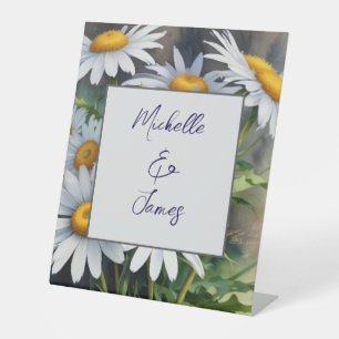 Signe De Table Aquarelle Daisies Fleurs Professionnel tendance