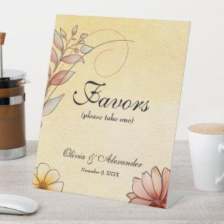 Signe De Table Aquarelle d'automne Floral Terracotta Mariage Fave