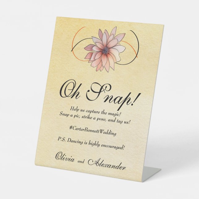 Signe De Table Aquarelle d'automne Floral Terracotta Mariage jaun (Recto)