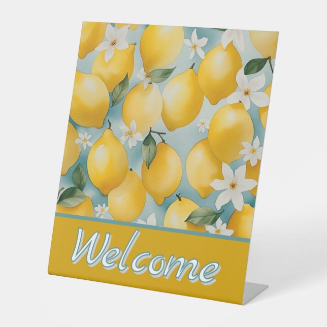 Signe De Table Aquarelle de bienvenue Citron/fruit (Recto)