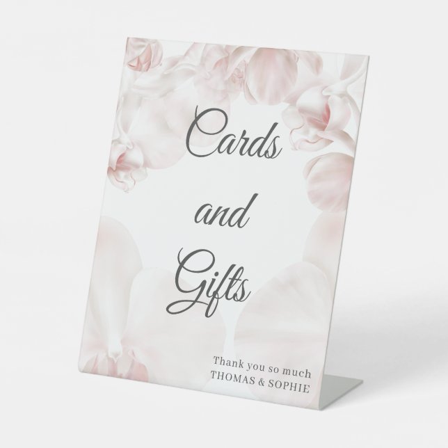 Signe De Table Aquarelle d'orchidée rose pâle détails du mariage (Recto)