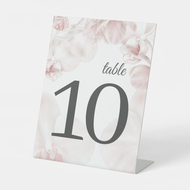 Signe De Table Aquarelle d'orchidée rose pâle détails du mariage (Recto)