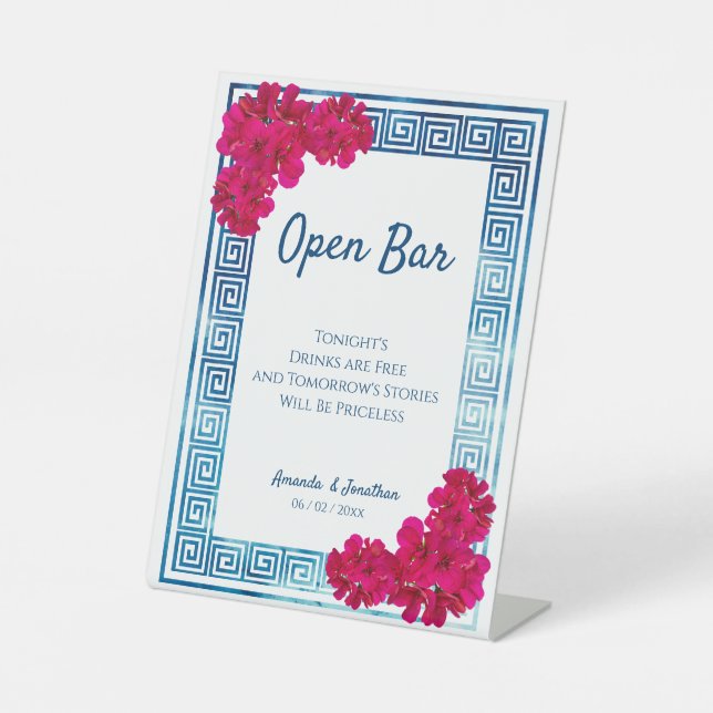 Signe De Table Aquarelle Elégance Grecienne + Barre Ouverte Rose (Recto)