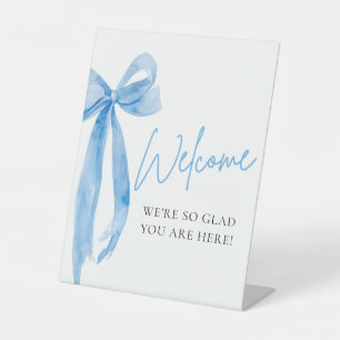 Signe De Table Aquarelle Elegant Blush Bow Affiche de bienvenue