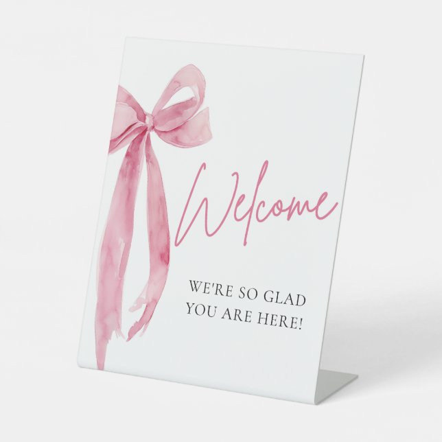 Signe De Table Aquarelle Elegant Blush Bow Affiche de bienvenue (Recto)
