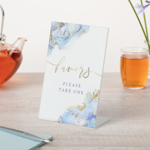 Signe De Table aquarelle encre bleue faveurs guéridon