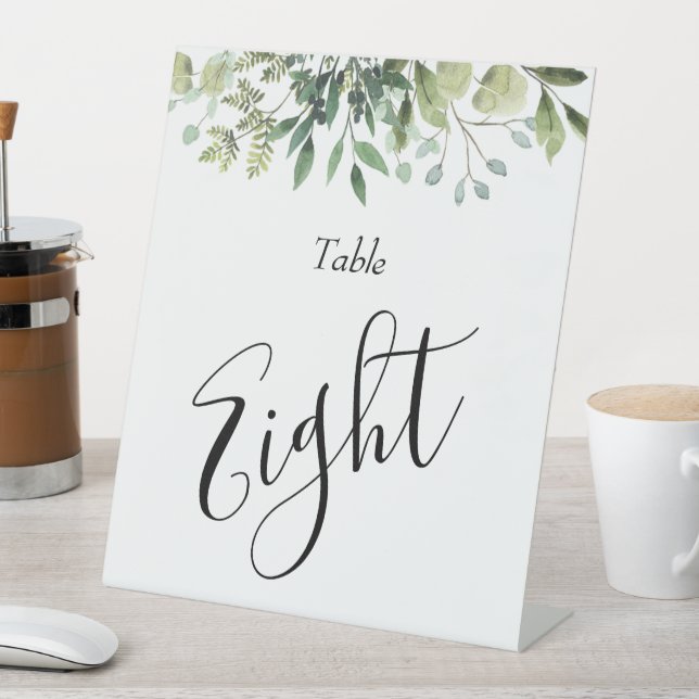 Signe De Table Aquarelle Eucalyptus & Mariage botanique vert (In SItu)
