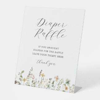Signe De Table Aquarelle Fleur sauvage Baby shower Déchets Raffin
