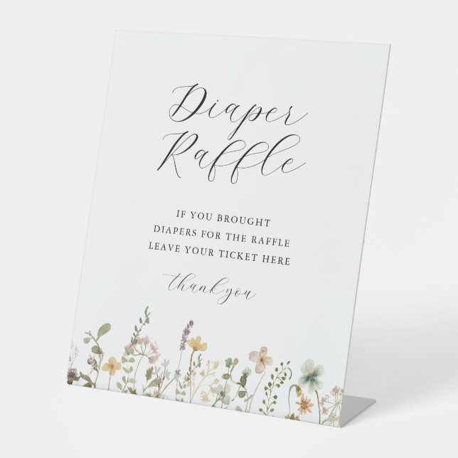 Signe De Table Aquarelle Fleur sauvage Baby shower Déchets Raffin (Recto)