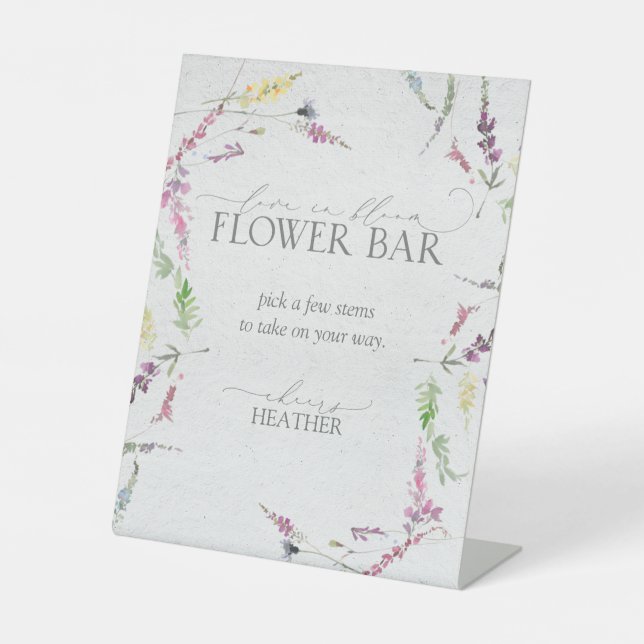 Signe De Table Aquarelle fleur sauvage Floral Douche Flower Bar (Recto)