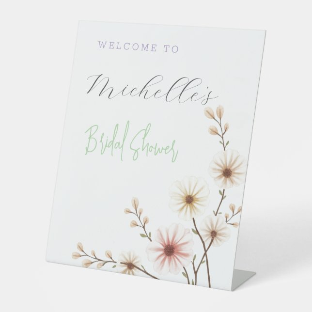 Signe De Table Aquarelle Fleurs Fête des mariées mignonne (Recto)