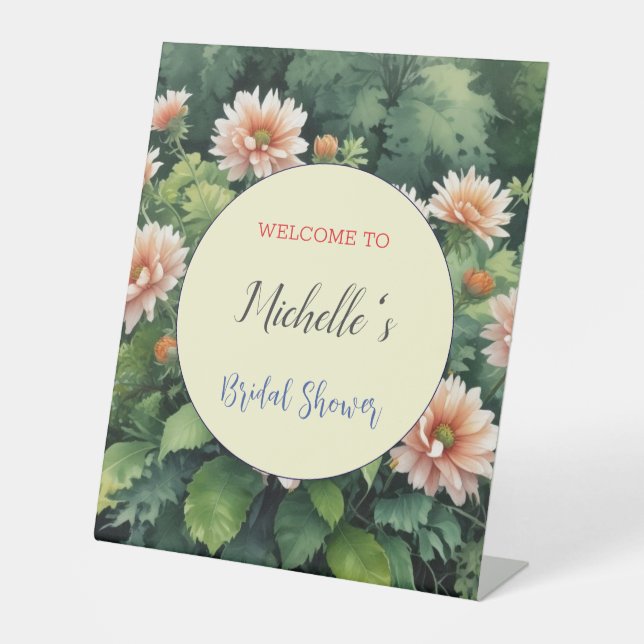 Signe De Table Aquarelle Fleurs Fête des mariées mignonne (Recto)