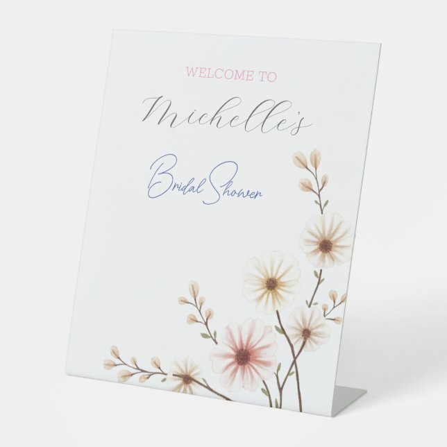 Signe De Table Aquarelle Fleurs Fête des mariées mignonne (Recto)