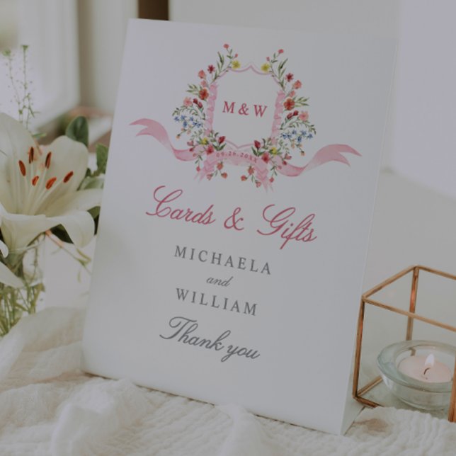 Signe De Table Aquarelle Fleurs Regency Cartes de Mariage & Cadea (Créateur téléchargé)