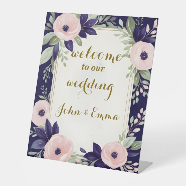 Signe De Table Aquarelle Floral mariage d'accueil (Recto)