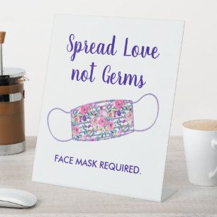 Signe De Table Aquarelle Florale Distances sociales Masque d'usur