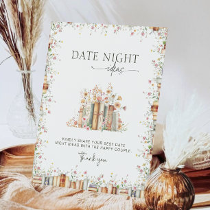 Signe De Table Aquarelle Florale Livre à thème Date Nuit Idées