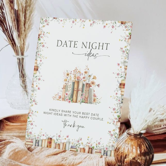 Signe De Table Aquarelle Florale Livre à thème Date Nuit Idées (Créateur téléchargé)