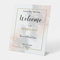Aquarelle gris brun Peach Bienvenue au Mariage