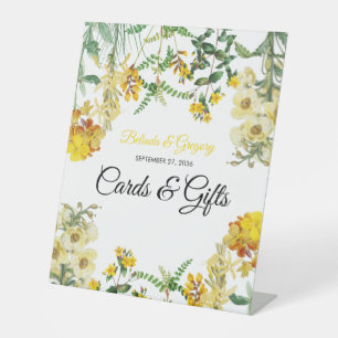 Signe De Table Aquarelle jaune Floral Cartes de mariage et cadeau