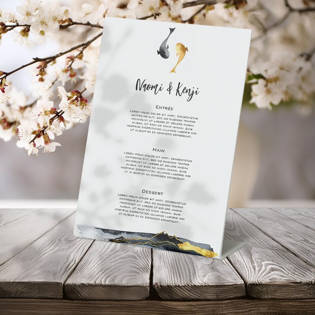 Signe De Table Aquarelle Koi Fish Mariage (Créateur téléchargé)