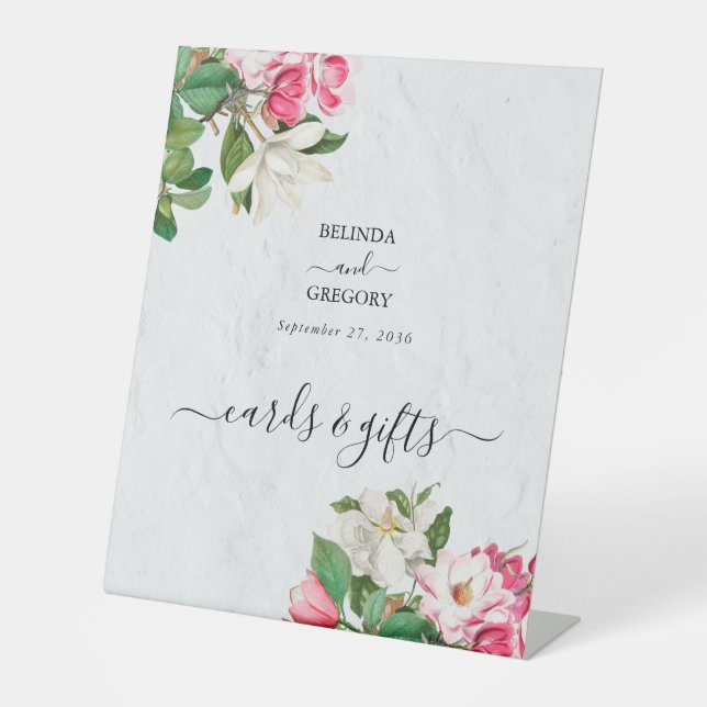 Signe De Table Aquarelle Magnolia Fleurs Cartes de Mariage Cadeau (Recto)
