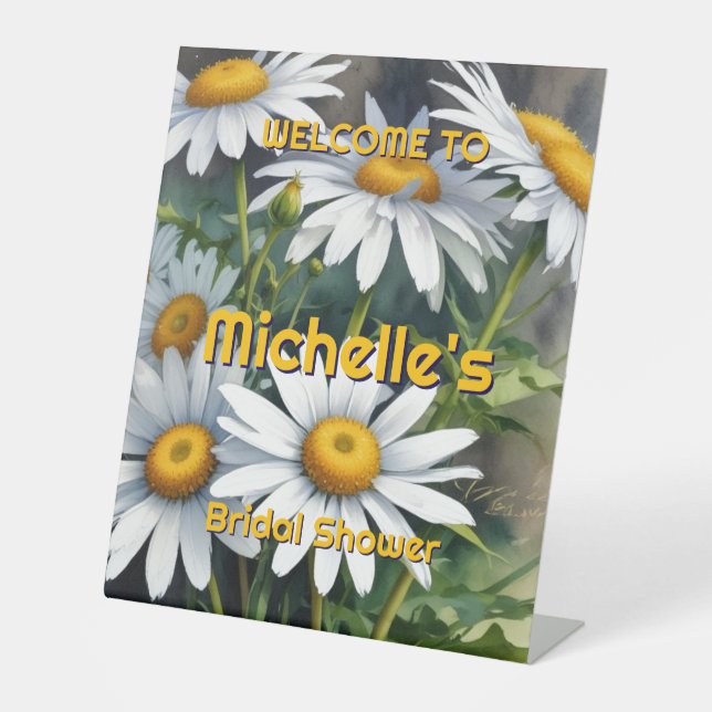 Signe De Table Aquarelle marguerites Fête des mariées mignonne (Recto)