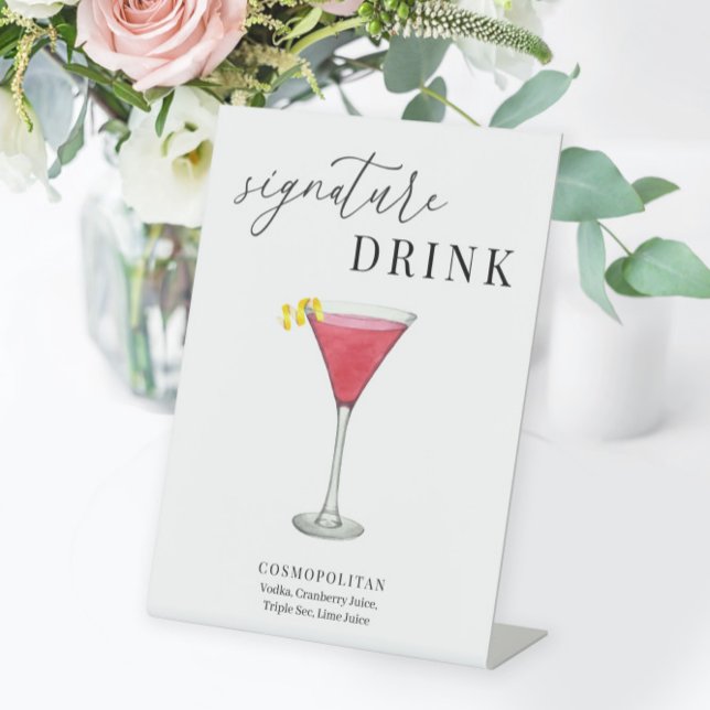 Signe De Table Aquarelle moderne élégante Signature Boisson (Créateur téléchargé)