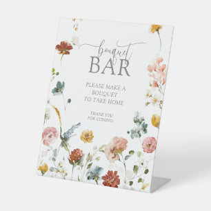 Signe De Table Aquarelle moderne Fleurs Douche Bouquet Bar