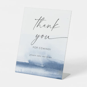 Signe De Table Aquarelle moderne Mariage bleu Merci Favoriser