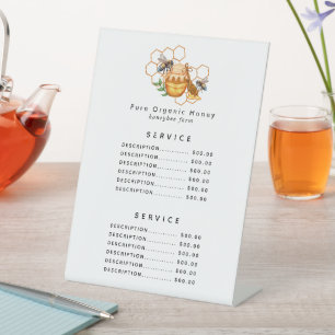 Signe De Table Aquarelle moderne peignes de miel avec abeille